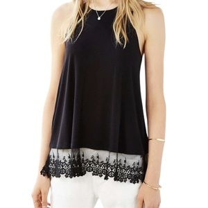 Kimchi Blue Black Tank Top With Lace Trim